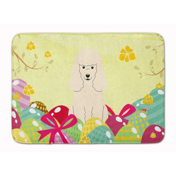 Easter Eggs Poodle White Machine Washable Memory Foam Mat