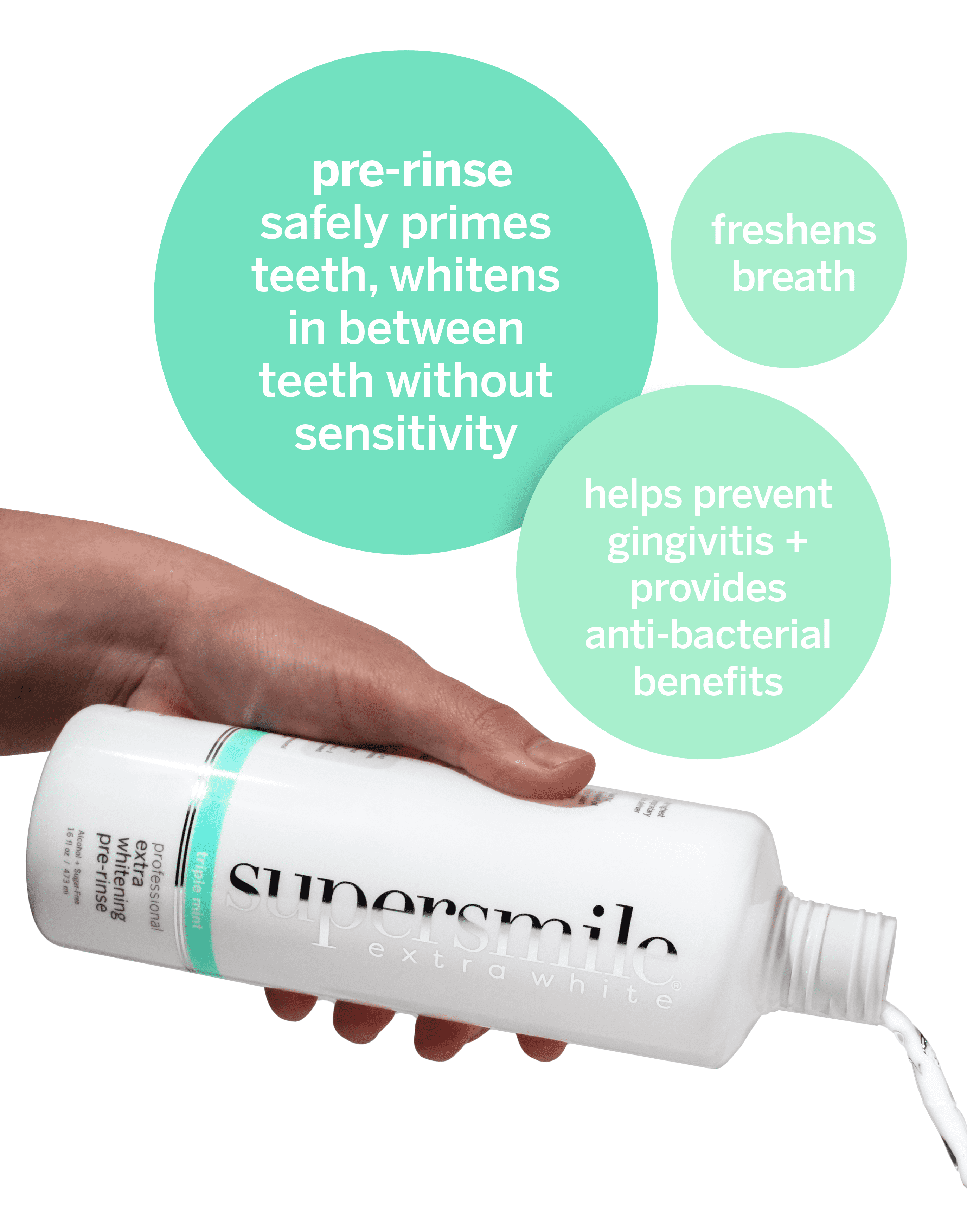 Supersmile Extra Whitening Pre-Rinse, Pre-Brush Mouthwash, Alcohol-Free, 16 oz