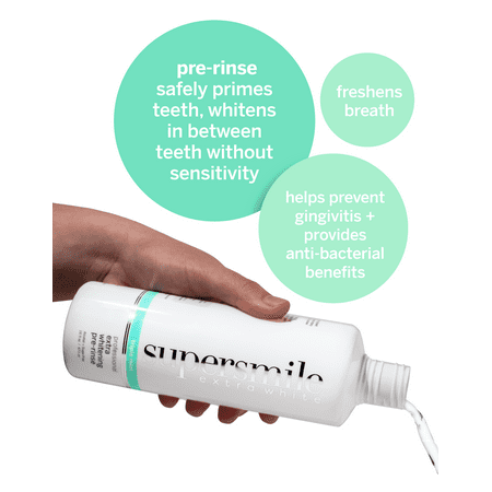 Supersmile Extra Whitening Pre-Rinse - Clinically Formulated Pre-Brush Dental Mouthwash, 16 Fl. Oz (1-Bottle)