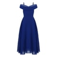 thumbnail image 2 of Linjinx Kids Flower Girl Chiffon Junior Bridesmaid Dresses Off Shoulder Wedding Party Dress Pageant Blue 16, 2 of 6