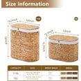 thumbnail image 3 of Casa Pura Furniture Handwoven Water Hyacinth Wicker 2-Bins Laundry Hamper with Lid & Removable Liner Bags, Off-White, 3 of 6