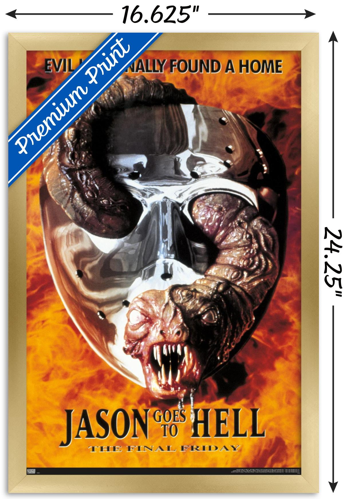 Friday The 13th: Jason Goes To Hell - One Sheet Wall Poster, 14.725" x 22.375", Framed