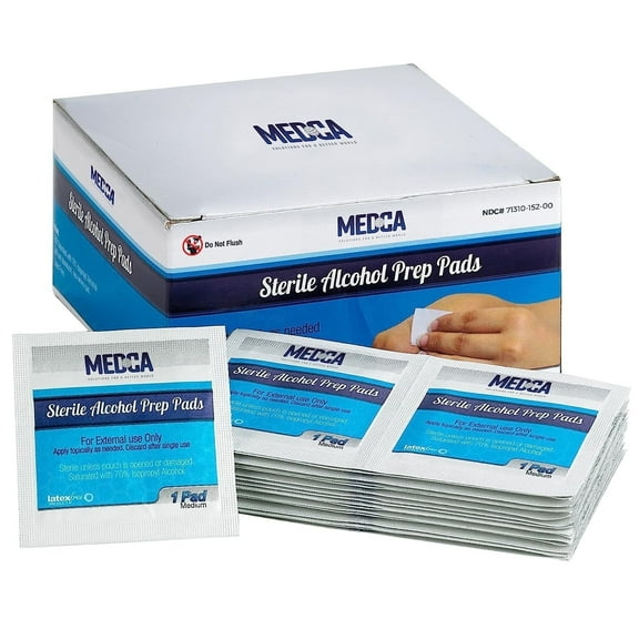 MEDca Latex-Free Isopropyl Alcohol Sterile 2-PLY Medium Skin Prep Pads, 200 Count