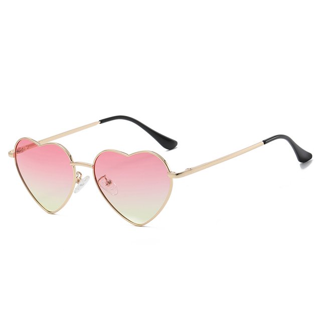 Gafas de sol retro de metal con forma de corazón, lindas gafas de novia multicolor, gafas de sol polarizadas con patas de primavera