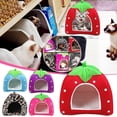 thumbnail image 3 of Cat Beds Indoor Cat Bed Hooded Cat Cave Bed 31x31 cm Blue NonSlip Warming Fluffy Nest, 3 of 5