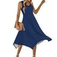 thumbnail image 4 of Dvprdro Women's Summer Tank Dress Fashion Solid Crew Neck Sleeveless A Line Flowy Casual Loose Beach Midi Dress, 4 of 5
