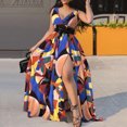 thumbnail image 3 of Prolriy Robes Printemps Été pour Femmes 2025 Robe de Soirée Col en V Haute Mode Sans Manches Maxi Robe d'Été Imprimée Fendue Robe d'Été pour Femmes, Robes Jaunes pour Femmes, 3 of 6