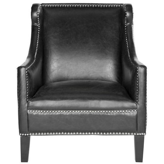 Safavieh MCKINLEY LEATHER CLUB CHAIR - SILVER NAIL HEADS