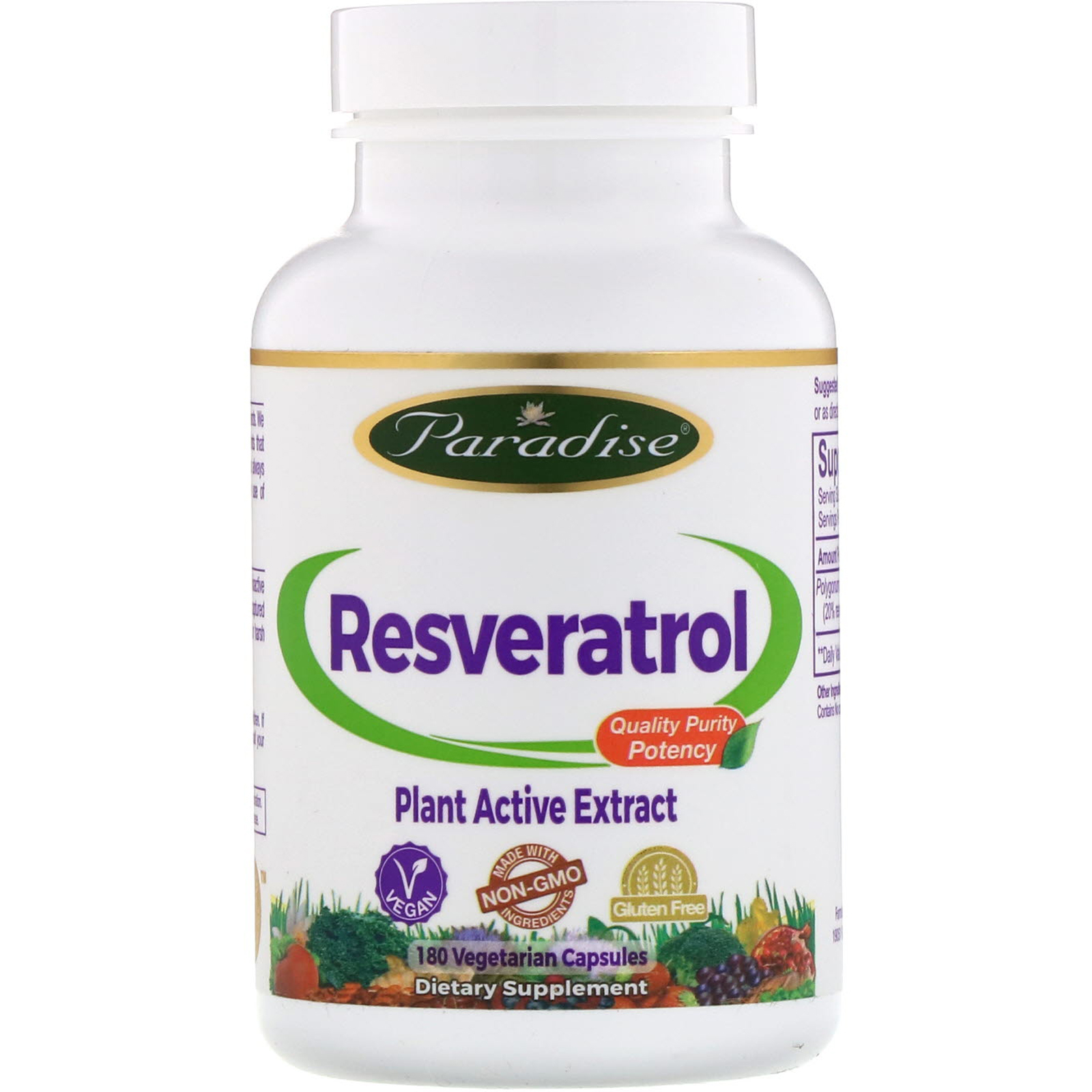 Paradise Herbs Resveratrol, 180 Vegetarian Capsules
