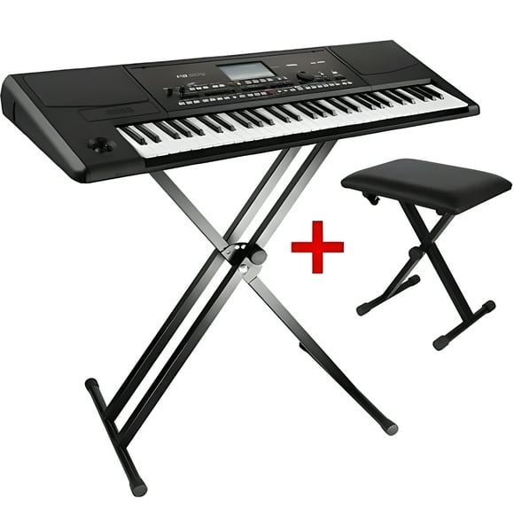 Keyboard Stand and Bench Set, Double X Keyboard Stand Music Electronic Piano Stands + X Style Adjustable Padded Piano Keyboard Bench Seat