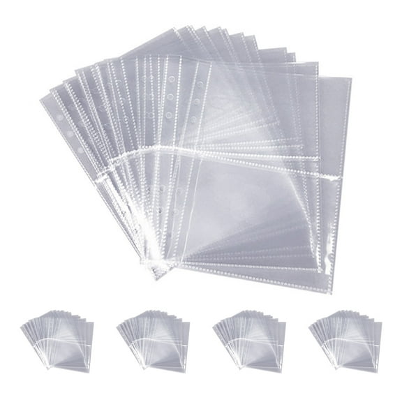 Botattraeck 50 Sheet A5 Binder Sleeves A5 6-Holes Binder Pockets Photo Album Binder Refill Inner for Card Storage Stationery Photo Small Items Organizer