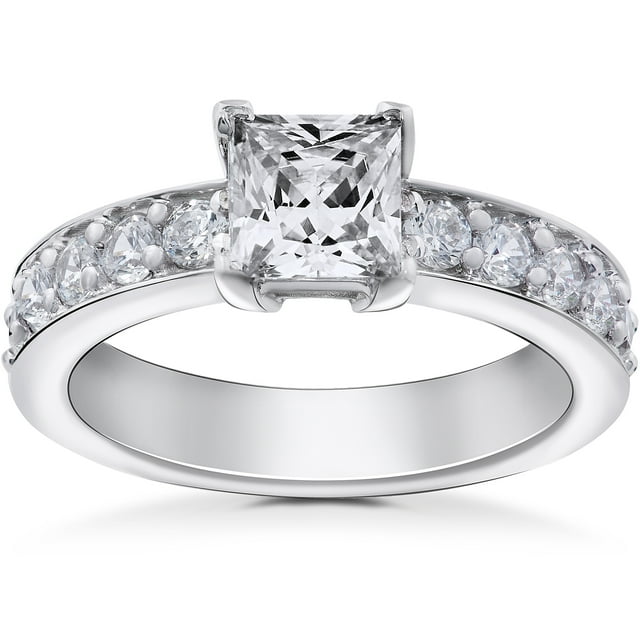 Bague de Fiançailles Diamant Taille Princesse 2 ct Or Blanc 14K