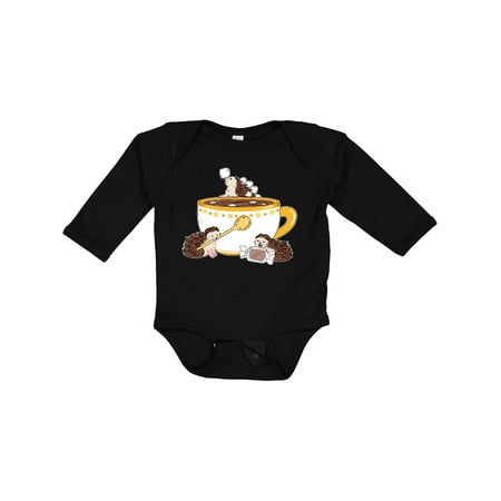 

Inktastic Cute Hot Chocolate Hedgehogs Gift Baby Boy or Baby Girl Long Sleeve Bodysuit