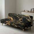 thumbnail image 6 of SCRAWLGOD Marble Print Golden Black Dustproof Futon Covers, Cozy Sofa Bed Slipcovers, Mattress Cover for Futon Sofa Bed, Armless Sofa Cover with Elastic Bottom for Pets, Dogs, 6 of 7