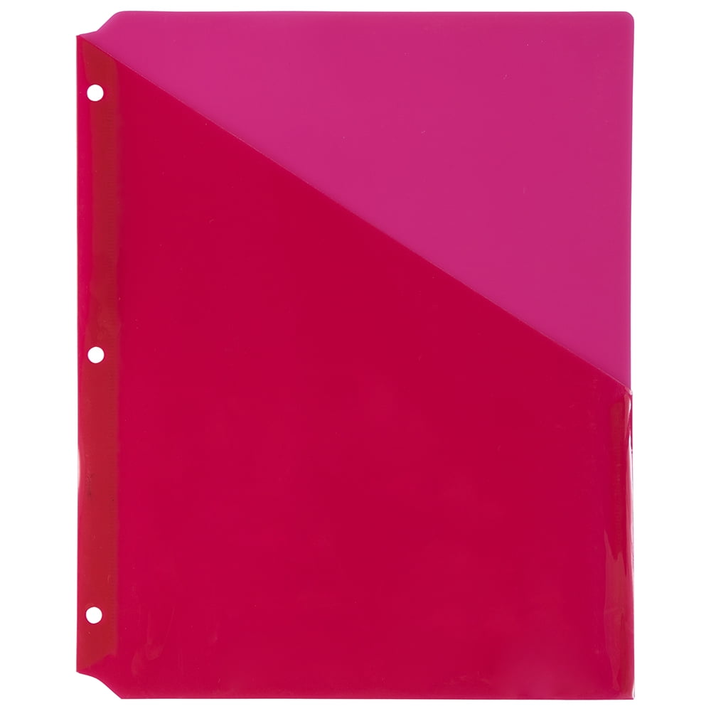 JAM Paper & Envelope Plastic Binder Pockets, 11 3/16" x 9 1/4", Red, 6