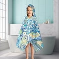 thumbnail image 6 of Blue Paisley and Floral Pattern Hooded Bath Towel，50"x30" for Ages 3 To 12 Kids, Quick Dry Lightweight Soft Microfiber Hood Beach Towel Cover Up for Kids, 6 of 7