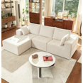 thumbnail image 5 of LazySunsets Modular Sectional Boneless Couch, Chenille Tufted Sectional Couches for Living Room, No Assembly L Shape Cloud Sofa with Throw Pillows & Storage Side Pocket (White), 5 of 8