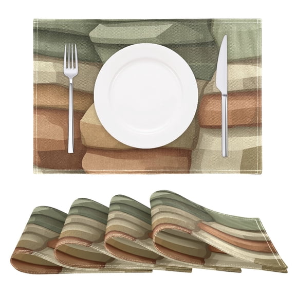 Layered Rock Formation Reversible Placemat Non Slip Coffee Mat 18x12 Inch for Dining, Kitchen, Coffee