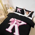 thumbnail image 3 of Erosebridal Ribbon Princess Bowknot Kids Queen Duvet Cover Set,First Letter K Print Bedding For Girly,Reversible Black 3pcs,No Comforter, 3 of 6