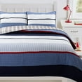 thumbnail image 7 of Cozy Line Navy Blue Red Striped Boy 100% Cotton 3 Piece Reversible Quilt Set, Queen, 7 of 7