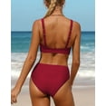 thumbnail image 5 of Charmo Women High Waisted Bikini Crop Top 2 Piece Bathing Suit Sports Swimsuit, 5 of 6