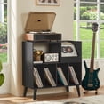 thumbnail image 4 of LELELINKY Record Player Stand, Vinyl Record Storage Cabinet, Mid-Century Turntable Stand Table Holds up to 300 Albums Living Room Bedroom Office, Black, 4 of 8