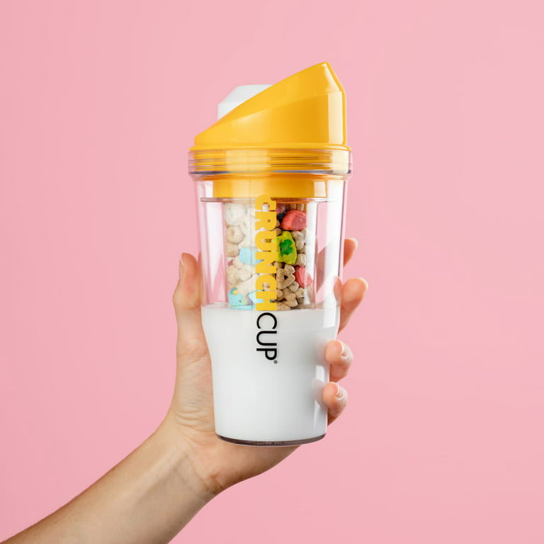 CrunchCup XL Yellow: Portable Plastic Cereal Cup for Breakfast on the Go,  BPA-Free & Dishwasher-Safe