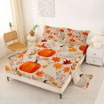 thumbnail image 2 of Manfei Fall Pumpkin Print Bed Sheets,Maple Leaf Fall Print Full Size Sheets,4-Piece,1 Flat Sheet,1 Fitted Sheet and 2 Pillowcases, 2 of 6