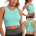 thumbnail image 2 of Women's Racerback Longline Tank Top High Neck Padded Built in Bra Sleeveless Yoga Workout Crop Top with Support, 2 of 7