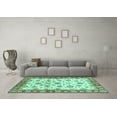thumbnail image 3 of Ahgly Company Machine Washable Indoor Square Oriental Turquoise Blue Traditional Area Rugs, 4' Square, 3 of 4