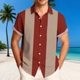 thumbnail image 2 of VSSSJ Men's Bowling Shirt Casual Short Sleeve Button Down Shirts Striped Color Block Vintage Summer Vacation Beach Collared Shirts Multicolor XXXL, 2 of 6