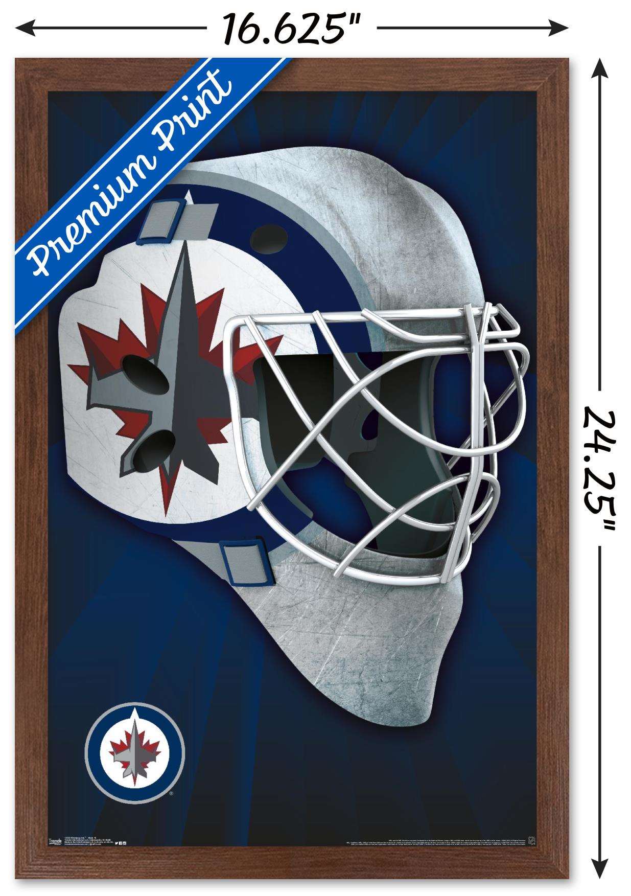 NHL Winnipeg Jets - Mask 16 Wall Poster, 14.725" x 22.375", Framed