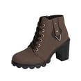 thumbnail image 3 of Taqqpue Women's Ankle Boots Round Toe Side Zip Slip On Mid High Heel Comfortable Dress Booties for Women Size 5.5-10.5 Fashion Dress Shoes Fall Winter Footwear Casual Walking Daily, 3 of 10