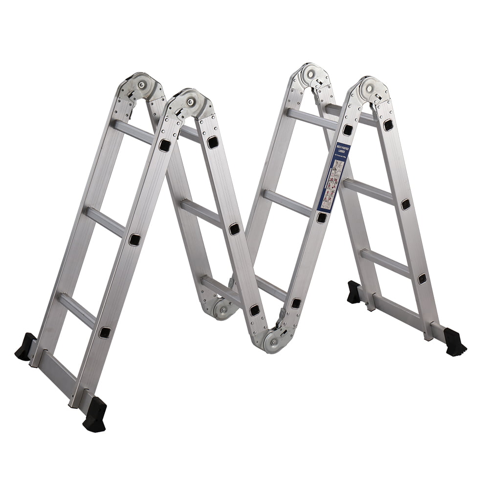 Details about   12.2 ft Folding Ladder Aluminum Multi Purpose Extension Ladders Building Supplie 