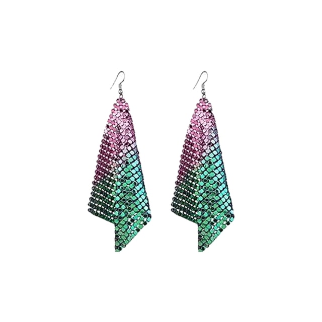 Qarigey Pendientes de lentejuelas cuadradas, gotas para los oídos exageradas, gotas de borlas brillantes, adornos reutilizables para las orejas, Ropa, zapatos y accesorios Miscelánea Vistoso Qarigey AP010118-07
