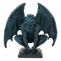 Blue Resin Gargoyle Statue, Lifelike Garden Ornament for Home & Yard Decor Gothic Charm