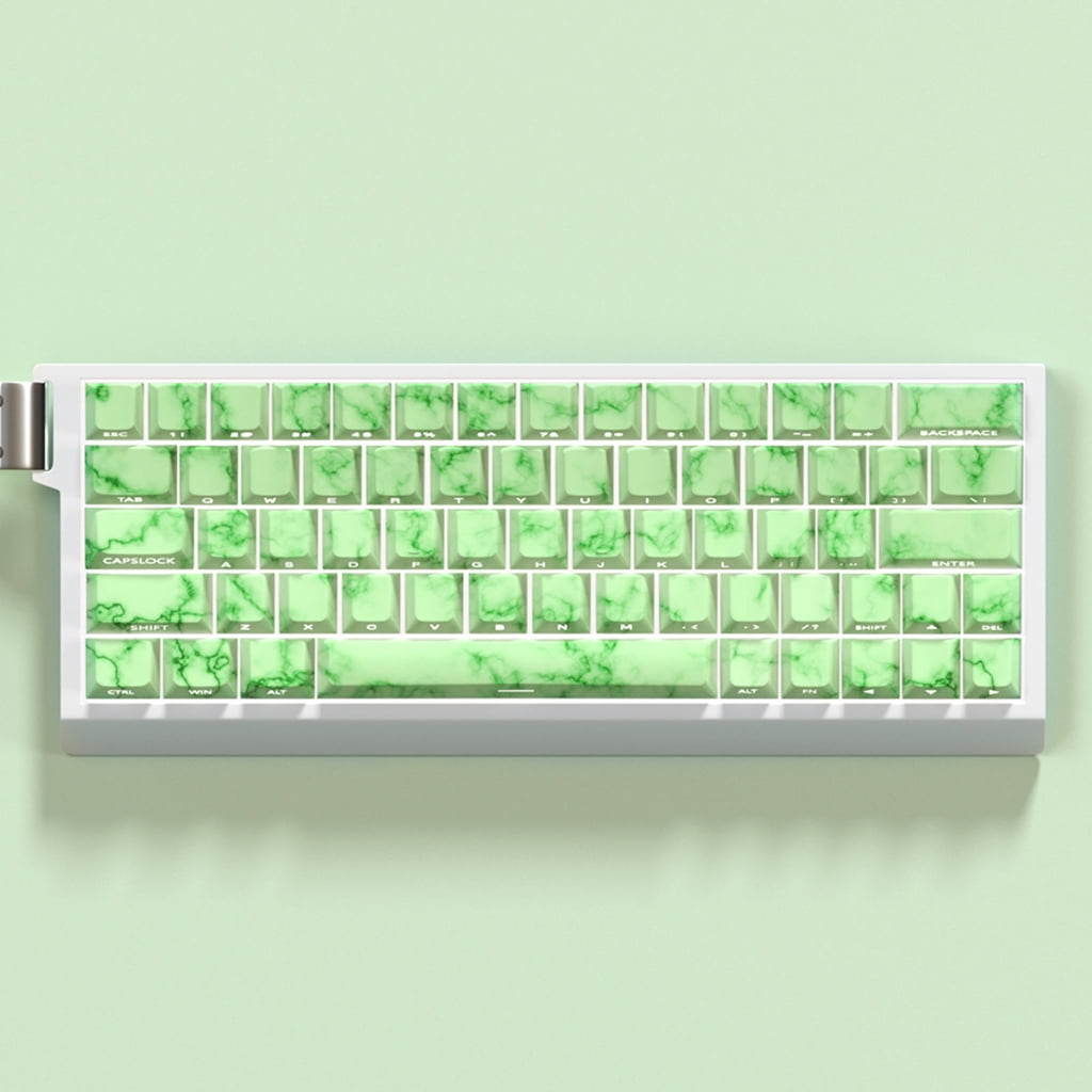 Zeiwohndc 64/74Key Keycaps Emerald Theme Keycap Side Print Backlit Keycaps for Keyboards