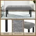 thumbnail image 4 of Modern Tufted Linen Dining Bench, Farmhouse Upholstered Entryway Bench with Black Rubber Wood Legs, Versatile for Kitchen, Bedroom, Hallway, Gray, 4 of 9