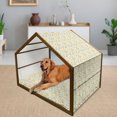 thumbnail image 2 of Retro Pet House, Vintage Inspired Nature Depiction with Doodle Style Blooming Flower and Leaf Motifs, Outdoor & Indoor Portable Dog Kennel with Pillow and Cover, 5 Sizes, Multicolor, by Ambesonne, 2 of 4