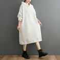 thumbnail image 2 of IROINNID Long Sleeve Dress for Women Loose Fitting Solid Color Hooded Dress able and Versatile Mid Length Dress Hooded Dress ,White, 2 of 6