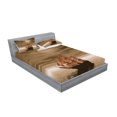 thumbnail image 2 of Ambesonne Nautical Fitted Sheet & Pillow Sham Set, Lonely Ship Sailing, Full, Pale Brown Amber, 2 of 2