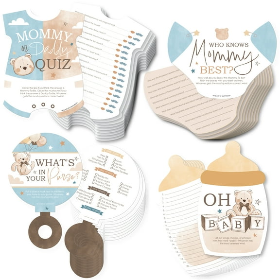 Big Dot of Happiness We Can Bearly Wait - 4 Teddy Bear Baby Shower Games - 10 Cards Each - Gamerific Bundle