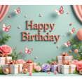 thumbnail image 4 of Colorful Design Happy Birthday Banner Balloon Decoration Gift Box Floral Elements for Birthday Party Celebration Photo Shoot Event Decoration, 4 of 7