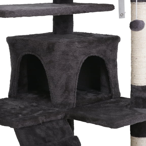 TYUIOP Multi-Level Cat Tree for Cats with Sisal-Covered Scratching Posts, Padded Platform, Hammock and Condo,Stable Cat Tower Cat Condo Pet Play House 55" Gray
