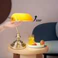 thumbnail image 3 of FIRVRE Bankers Desk Lamp with Pull Chain Switch, Amber Glass Shade Desk Lamps, Bronze Base,Vintage Library Lamp for Home Office, Study Room,Piano, 3 of 14