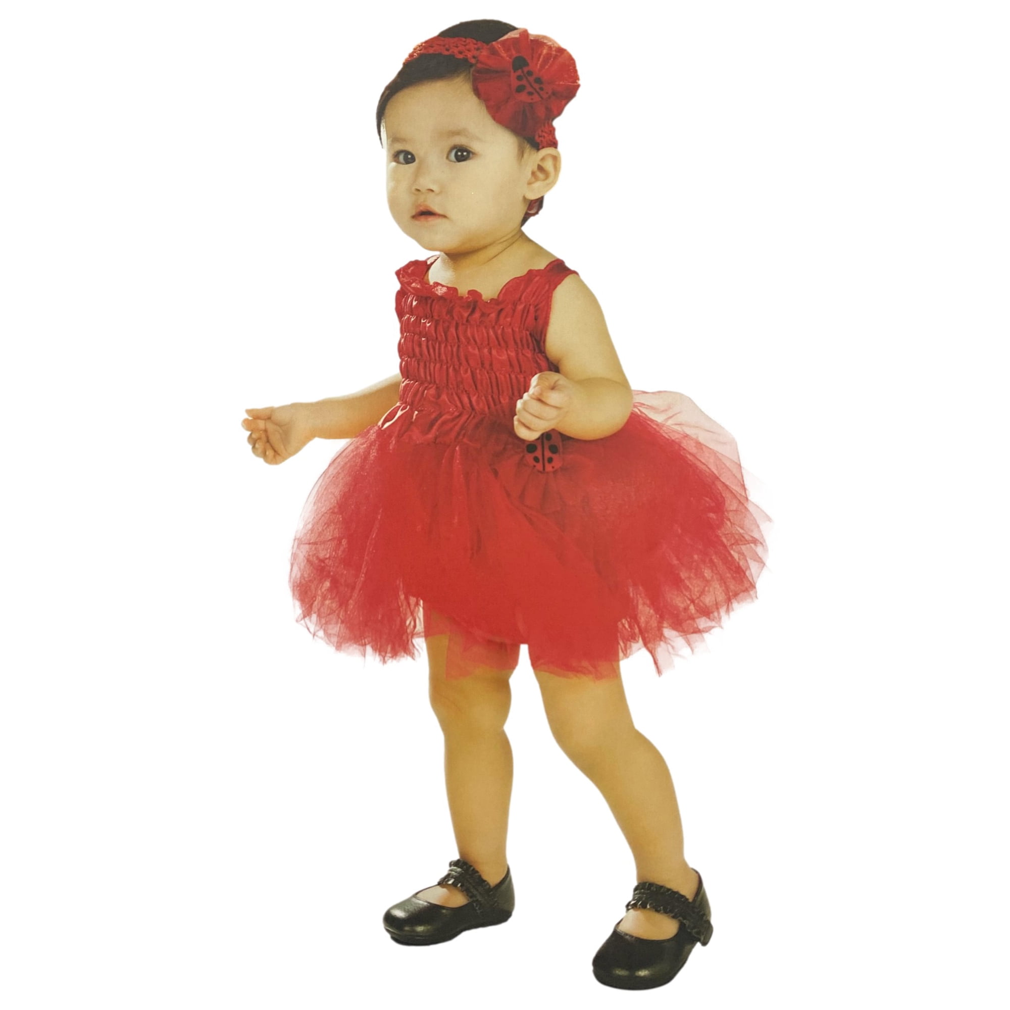 Infant Girls Red Ladybug Costume Baby Lady Bug Tutu Dress & Headband 0-6 Months