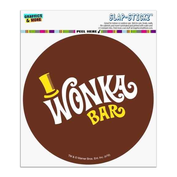 Willy Wonka and the Chocolate Factory Wonka Bar Logo Automotive Car Window Locker Circle Bumper Sticker