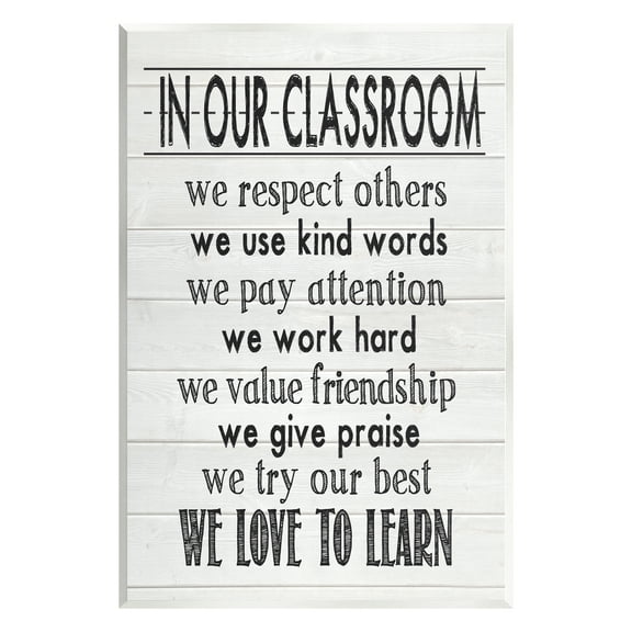 Stupell In Our Classroom Teacher Sign Inspirational Painting Wall Plaque Unframed Art Print Wall Art