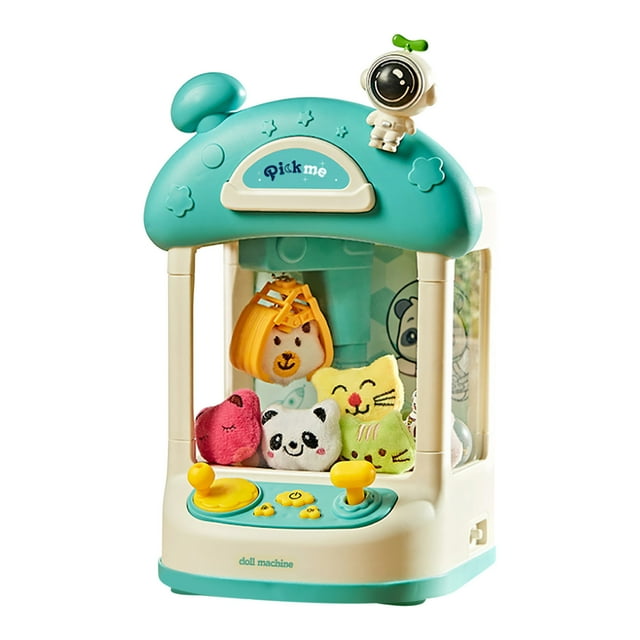Mini Arcade pour Enfants avec Machine à Griffes de l'Espace Bleue, Jouet avec 10 Poupées et Grue de Récupération, Divertissement Interactif à la Maison