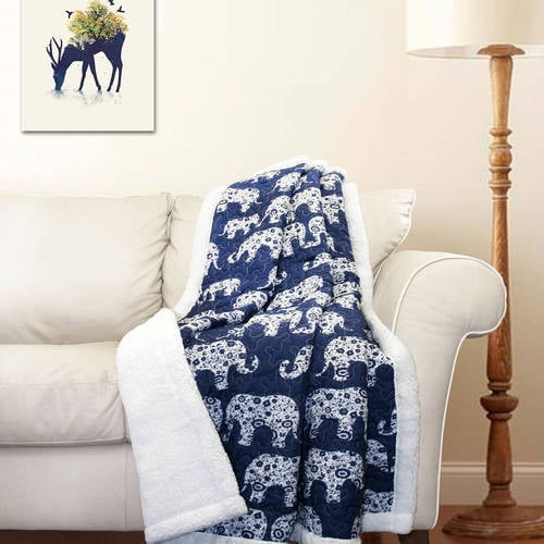 Flannel Fleece Blanket Full Size Colorful Sugar Elephant Head Blanket,All-Season Plush Blanket for Couch Bed Travelling Camping Or Kids Adults 60X50